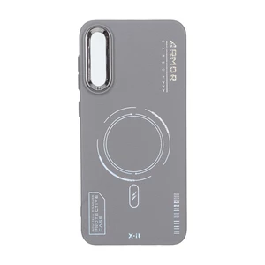 قاب Armor لنز متال Texture طرح مگ سیف Samsung Galaxy A50 / A50s / A30s - خاکستری