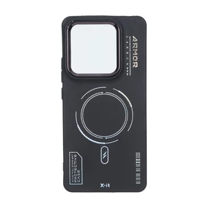 قاب Armor لنز متال Texture طرح مگ سیف Xiaomi Poco M7 Pro 5G - مشکی