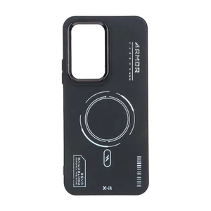 قاب Armor لنز متال Texture طرح مگ سیف Xiaomi Poco M7 4G - مشکی
