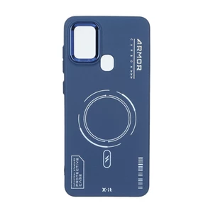 قاب Armor لنز متال Texture طرح مگ سیف Samsung Galaxy A21s - سرمه ای