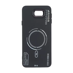 قاب Armor لنز متال Texture طرح مگ سیف Samsung Galaxy J7 Prime / G610 - مشکی