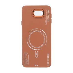 قاب Armor لنز متال Texture طرح مگ سیف Samsung Galaxy J7 Prime / G610 - قهوه ای