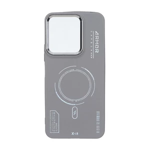 قاب Armor لنز متال Texture طرح مگ سیف Xiaomi Redmi 13C / Poco C65  - خاکستری