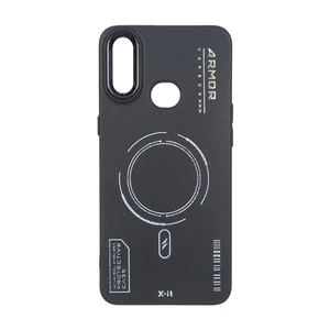 قاب Armor لنز متال Texture طرح مگ سیف Samsung Galaxy A10s - مشکی