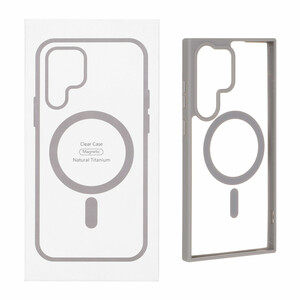 قاب شفاف دور رنگی Samsung Galaxy S23 Ultra با قابلیت شارژ MagSafe - طوسی (پک دار) - MPS