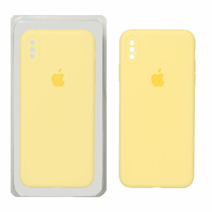 قاب سیلیکونی پاک کنی محافظ لنزدار اورجینال Apple iPhone X Max / iPhone XS Max - لیمویی (پک اصلی)