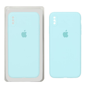 قاب سیلیکونی پاک کنی محافظ لنزدار اورجینال Apple iPhone X Max / iPhone XS Max - سبزآبی (پک اصلی)
