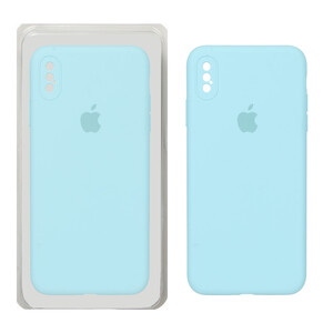قاب سیلیکونی پاک کنی محافظ لنزدار اورجینال Apple iPhone X Max / iPhone XS Max - فیروزه ای (پک اصلی)