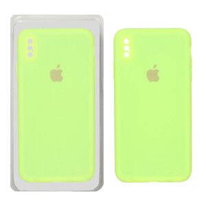 قاب سیلیکونی پاک کنی محافظ لنزدار اورجینال Apple iPhone X Max / iPhone XS Max - سبز فسفری (پک اصلی)