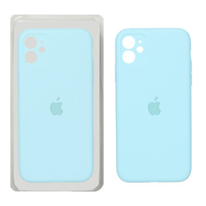 قاب سیلیکونی پاک کنی محافظ لنزدار اورجینال Apple iPhone 11 - فیروزه ای (پک اصلی)