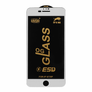 محافظ صفحه نمایش شیشه ای درجه یک Apple iphone 6 Plus / 6S Plus / 7 Plus / 8 Plus - Full Cover OG - ESD OVOG (بدون پک) - سفید
