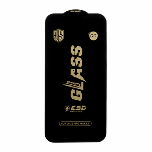 محافظ صفحه نمایش شیشه ای درجه یک Full Cover Super X OG - ESD OVOG مدل Apple iPhone 16 Pro Max