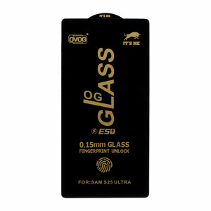 محافظ صفحه نمایش شیشه ای درجه یک Samsung Galaxy S25 Ultra - Full Cover OG - ESD OVOG - مشکی (بدون پک)