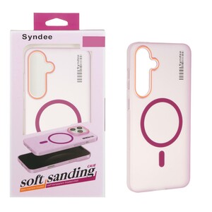 قاب اورجینال Syndee پشت مات MagSafe مدل Samsung Galaxy S24 FE - سرخابی (پک دار)