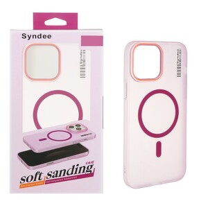 قاب اورجینال Syndee پشت مات MagSafe مدل Apple iPhone 15 Pro Max - سرخابی (پک دار)