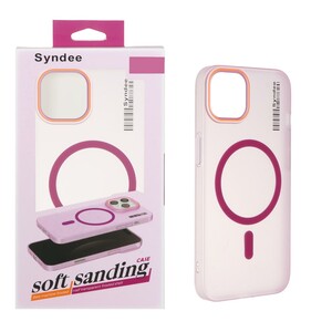 قاب اورجینال Syndee پشت مات MagSafe مدل Apple iPhone 13 / iPhone 14 - سرخابی (پک دار)