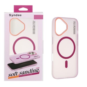 قاب اورجینال Syndee پشت مات MagSafe مدل Apple iPhone 16 - سرخابی (پک دار)