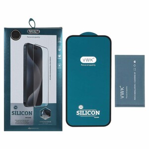 محافظ صفحه نمایش شیشه ای اورجینال VWK ایربگ سیلیکونی مدل Apple iPhone 16 (پک دار)