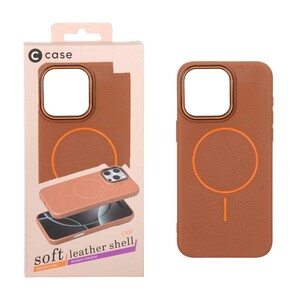 قاب اورجینال C Case طرح چرم MagSafe مدل Apple iPhone 15 Pro Max - قهوه ای (پک دار)