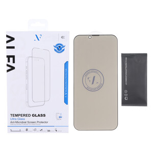 محافظ صفحه نمایش شیشه ای اورجینال Full Cover Privacy ALFA مدل Apple iPhone 13 Pro Max / iPhone 14 Plus (پک دار)