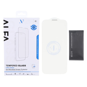 محافظ صفحه نمایش شیشه ای اورجینال ALFA بدون حاشیه Apple iPhone 14 Pro Max (پک دار)