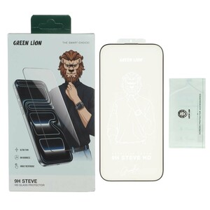 محافظ صفحه نمایش شیشه ای اورجینال Green Lion Steve مدل Apple iPhone 17 / iPhone 16 Pro (پک دار)