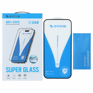 محافظ صفحه نمایش شیشه ای Full Cover ESD Anti Static - Zyons SG مدل Apple iPhone 16 / iPhone 15 / iPhone 14 Pro (پک دار)