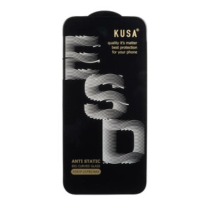 محافظ صفحه نمایش شیشه ای Full Cover Kusa Anti Static ESD مدل Apple iphone 15 Pro Max