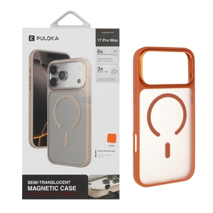 قاب اورجینال Puloka مات Tactile دور لنز فلزی MagSafe مدل Apple iPhone 17 Pro Max - نارنجی (پک دار)