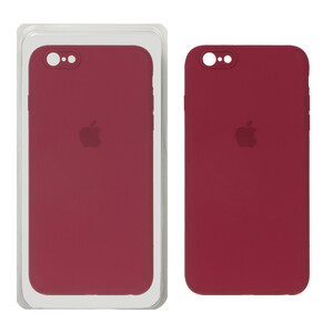 قاب سیلیکونی پاک کنی محافظ لنزدار اورجینال Apple iPhone 6 Plus / iPhone 6s Plus - زرشکی (پک دار)