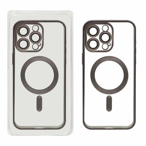 قاب اورجینال الکترواستاتیک Magsafe لنز گلس دار Apple iPhone 15 Pro Max - مشکی (پک دار)