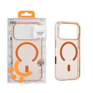 قاب اورجینال HDD شفاف کریستالی MagSafe مدل Apple iPhone 17 Pro / iPhone 18 Pro - نارنجی (پک دار)