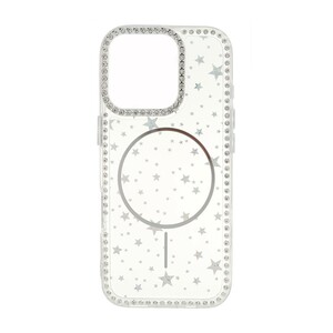 قاب Star شفاف طرح مگ سیف نگین دار Apple iPhone 16 Pro - نقره ای