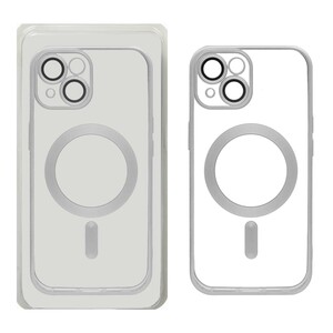 قاب اورجینال الکترواستاتیک Magsafe لنز گلس دار Apple iPhone 15 - نقره ای (پک دار)