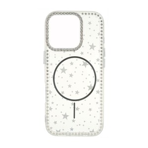 قاب Star شفاف طرح مگ سیف نگین دار Apple iPhone 16 Pro - مشکی