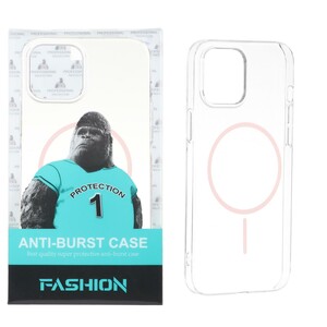 قاب شفاف Anti Burst دور ژله ای MagSafe مدل Apple iPhone 12 Pro Max - صورتی (پک دار)