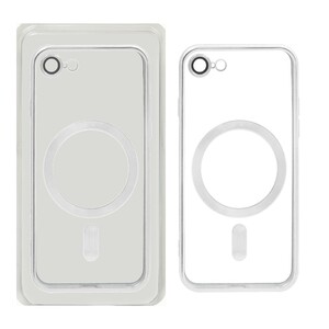 قاب اورجینال الکترواستاتیک Magsafe لنز گلس دار Apple iPhone SE (2020) / iPhone 7 / iPhone 8 - نقره ای (پک دار)