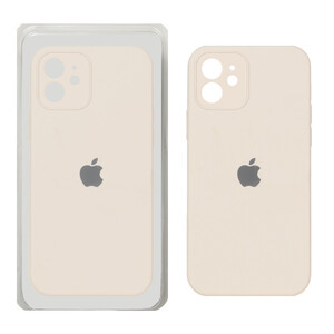 قاب سیلیکونی پاک کنی محافظ لنزدار اورجینال Apple iPhone 12 - کرم (پک دار)