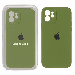 قاب سیلیکونی پاک کنی محافظ لنزدار اورجینال Apple iPhone 12 -سبز زیتونی (پک اصلی)