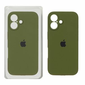 قاب سیلیکونی پاک کنی محافظ لنزدار اورجینال Apple iPhone 16 - سبز زیتونی (پک اصلی)