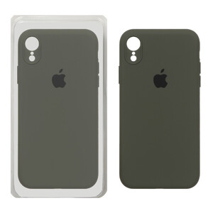 قاب سیلیکونی پاک کنی محافظ لنزدار اورجینال Apple iPhone XR - سبز زیتونی تیره (پک اصلی)