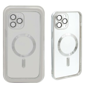 قاب اورجینال الکترواستاتیک Magsafe لنز گلس دار Apple iPhone 12 Pro Max - نقره ای (پک دار)