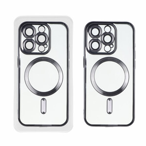 قاب اورجینال الکترواستاتیک Magsafe لنز گلس دار Apple iPhone 15 Pro - مشکی (پک دار)