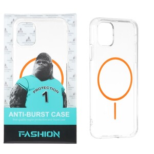 قاب شفاف Anti Burst دور ژله ای MagSafe مدل Apple iPhone 11 - نارنجی (پک دار)