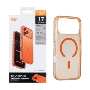 قاب اورجینال HDD شفاف کریستالی Msgsafe سری اطلس Apple iPhone 17 Pro Max - نارنجی (پک دار)