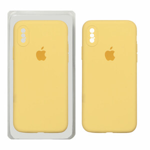 قاب سیلیکونی پاک کنی محافظ لنزدار اورجینال Apple iPhone X / iPhone XS - زرد (پک اصلی)