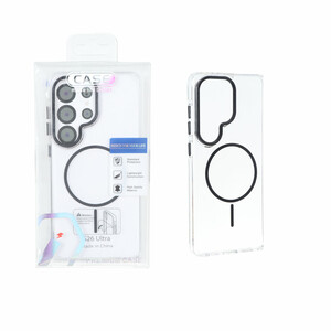 قاب اورجینال Premium Case کریستالی MagSafe لنز فلزی Samsung Galaxy S26 Ultra - مشکی (پک دار)
