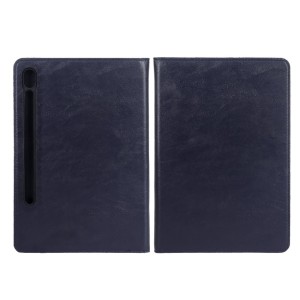 کیف تبلت چرمی ساده Samsung Galaxy Tab S7 11 / S8 / S9 / S9 FE / S10 FE / S10 Lite / S11 - سرمه ای