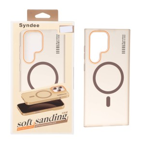 قاب اورجینال Syndee پشت مات MagSafe مدل Samsung Galaxy S22 Ultra - قهوه ای (پک دار)