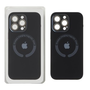 قاب سیلیکونی اورجینال MagSafe محافظ لنز شیشه ای Apple iPhone 15 Pro Max - مشکی (پک دار)